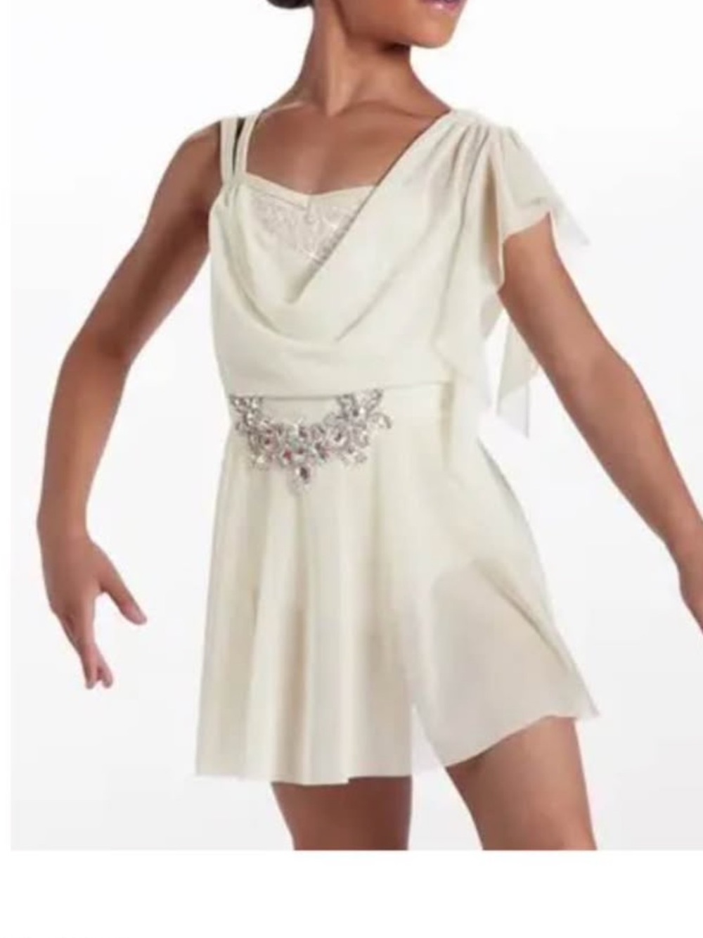 Weissman hand to hold Cream Dance Dress with Jeweled Waist